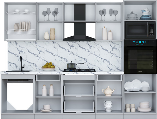 Изображение товара Кухонный гарнитур Интерлиния Мила Шато 2.8В (индиго/черный/белый гранит)