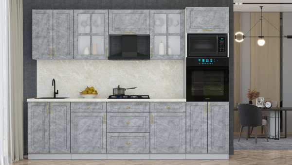 Изображение товара Кухонный гарнитур Интерлиния Мила Шато 2.8В (керамика/керамика/опал светлый)