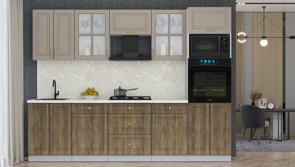 Изображение товара Кухонный гарнитур Интерлиния Мила Шато 2.8В (луна/дуб вотан/опал светлый)