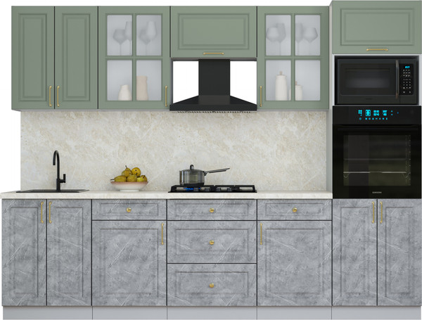 Изображение товара Кухонный гарнитур Интерлиния Мила Шато 2.8В (мята/керамика/опал светлый)