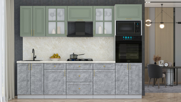 Изображение товара Кухонный гарнитур Интерлиния Мила Шато 2.8В (мята/керамика/опал светлый)