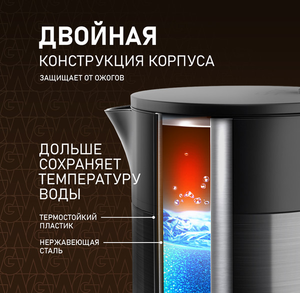 Изображение товара Электрочайник Weissgauff WK 1510 Nero BodyCool