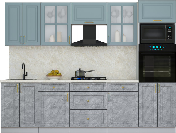 Изображение товара Кухонный гарнитур Интерлиния Мила Шато 2.8В (океан/керамика/опал светлый)