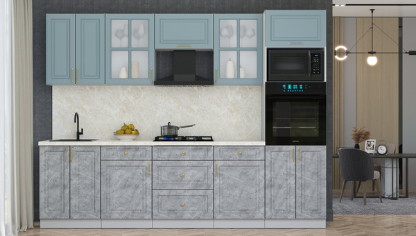 Изображение товара Кухонный гарнитур Интерлиния Мила Шато 2.8В (океан/керамика/опал светлый)