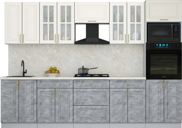 Изображение товара Кухонный гарнитур Интерлиния Мила Шато 3.0В (белый/керамика/опал светлый)