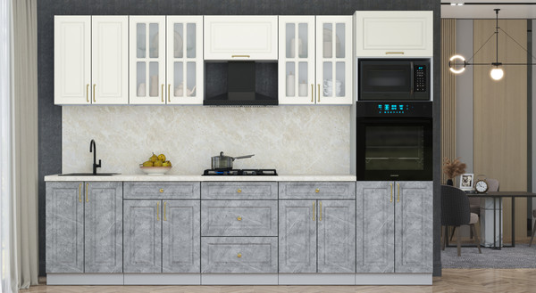 Изображение товара Кухонный гарнитур Интерлиния Мила Шато 3.0В (белый/керамика/опал светлый)