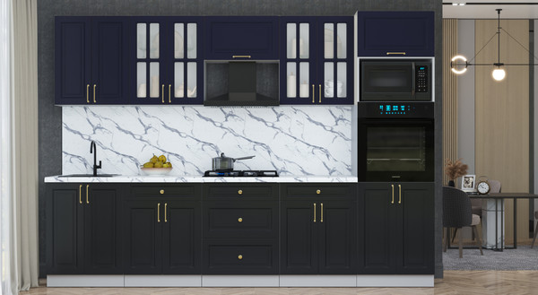 Изображение товара Кухонный гарнитур Интерлиния Мила Шато 3.0В (индиго/черный/белый гранит)