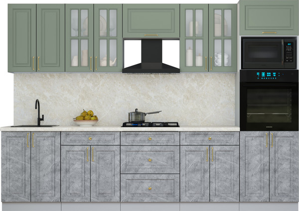 Изображение товара Кухонный гарнитур Интерлиния Мила Шато 3.0В (мята/керамика/опал светлый)