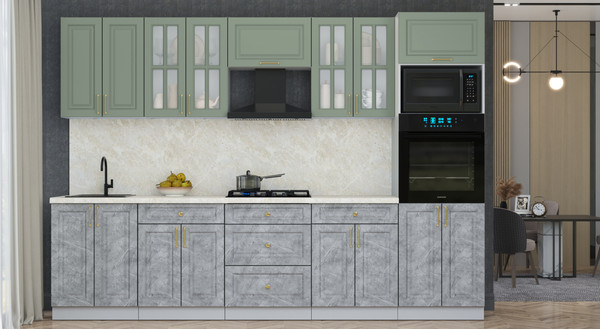 Изображение товара Кухонный гарнитур Интерлиния Мила Шато 3.0В (мята/керамика/опал светлый)