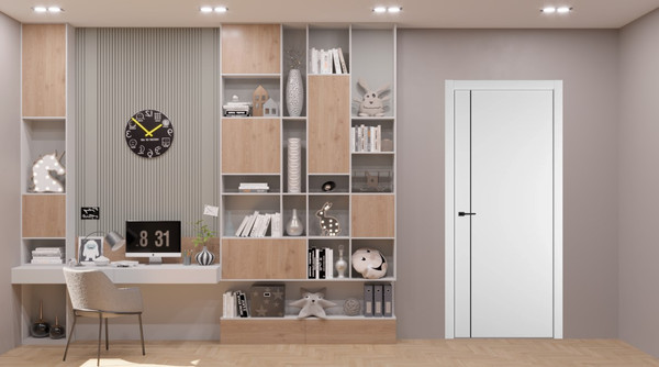 Изображение товара Дверь межкомнатная Emalex Basic 1 V 60x200 (Ice/ABS Black)