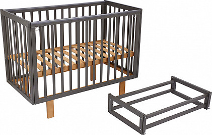 Изображение товара Детская кроватка Polini Kids Simple 341 с маятником / 0003167-27 (графит/дуб крафт золотой)