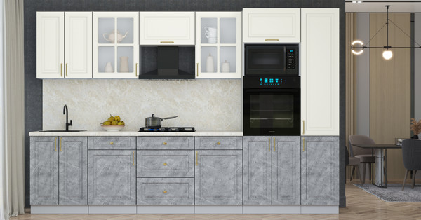 Изображение товара Кухонный гарнитур Интерлиния Мила Шато 3.2В (белый/керамика/опал светлый)