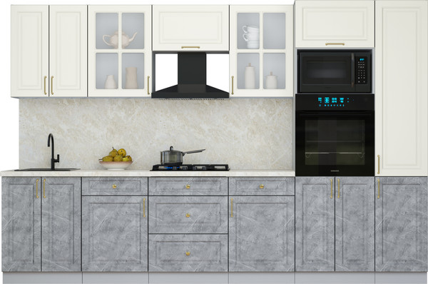 Изображение товара Кухонный гарнитур Интерлиния Мила Шато 3.2В (белый/керамика/опал светлый)