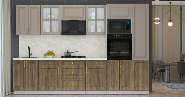 Изображение товара Кухонный гарнитур Интерлиния Мила Шато 3.2В (луна/дуб вотан/опал светлый)