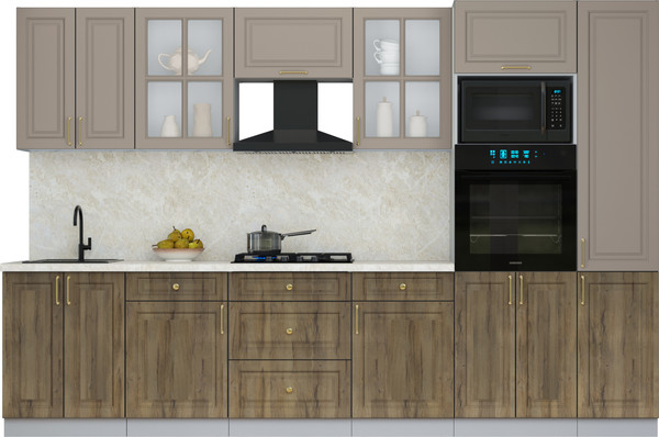 Изображение товара Кухонный гарнитур Интерлиния Мила Шато 3.2В (луна/дуб вотан/опал светлый)