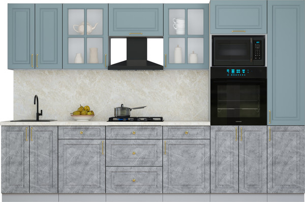 Изображение товара Кухонный гарнитур Интерлиния Мила Шато 3.2В (океан/керамика/опал светлый)