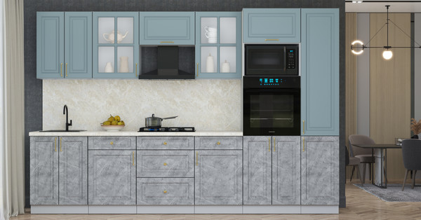 Изображение товара Кухонный гарнитур Интерлиния Мила Шато 3.2В (океан/керамика/опал светлый)