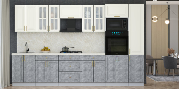 Изображение товара Кухонный гарнитур Интерлиния Мила Шато 3.4В (белый/керамика/опал светлый)