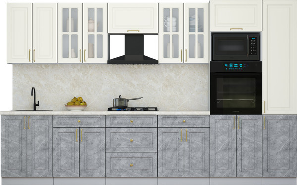 Изображение товара Кухонный гарнитур Интерлиния Мила Шато 3.4В (белый/керамика/опал светлый)