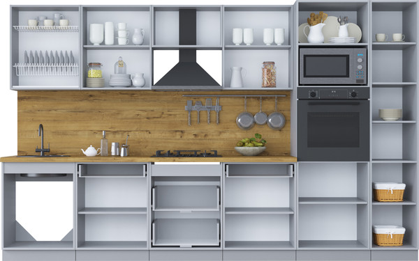 Изображение товара Кухонный гарнитур Интерлиния Мила Шато 3.4В (белый/черный/дуб бунратти)