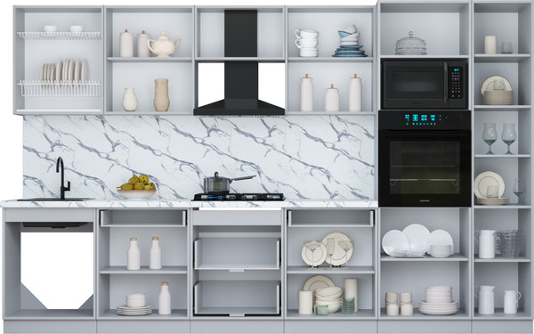 Изображение товара Кухонный гарнитур Интерлиния Мила Шато 3.4В (дуб вотан/дуб вотан/белый гранит)