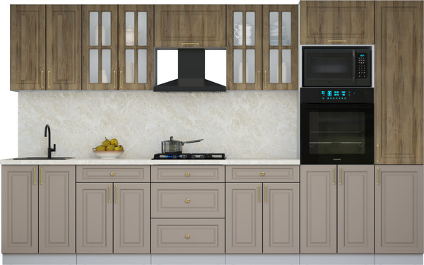 Изображение товара Кухонный гарнитур Интерлиния Мила Шато 3.4В (дуб вотан/луна/опал светлый)