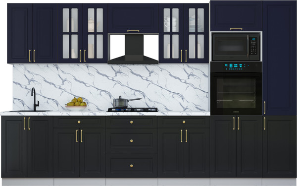Изображение товара Кухонный гарнитур Интерлиния Мила Шато 3.4В (индиго/черный/белый гранит)