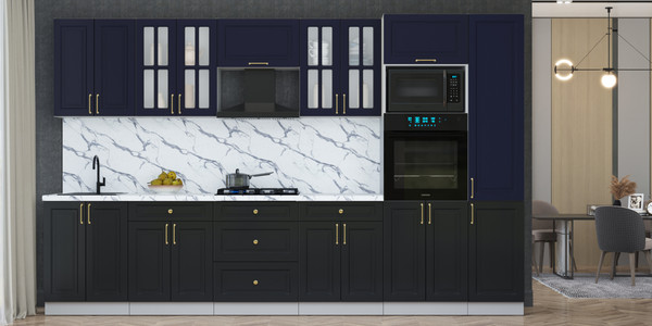 Изображение товара Кухонный гарнитур Интерлиния Мила Шато 3.4В (индиго/черный/белый гранит)