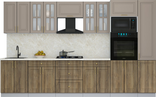 Изображение товара Кухонный гарнитур Интерлиния Мила Шато 3.4В (луна/дуб вотан/опал светлый)