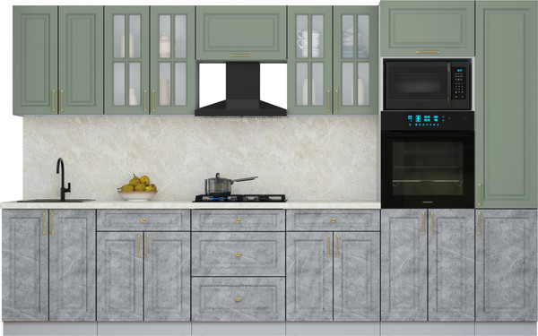 Изображение товара Кухонный гарнитур Интерлиния Мила Шато 3.4В (мята/керамика/опал светлый)