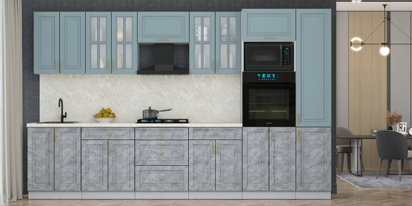 Изображение товара Кухонный гарнитур Интерлиния Мила Шато 3.4В (океан/керамика/опал светлый)