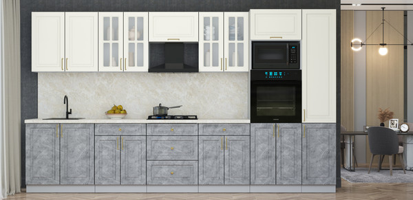 Изображение товара Кухонный гарнитур Интерлиния Мила Шато 3.6В (белый/керамика/опал светлый)