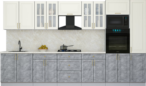 Изображение товара Кухонный гарнитур Интерлиния Мила Шато 3.6В (белый/керамика/опал светлый)