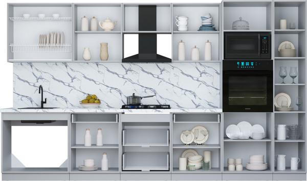 Изображение товара Кухонный гарнитур Интерлиния Мила Шато 3.6В (дуб вотан/дуб вотан/белый гранит)