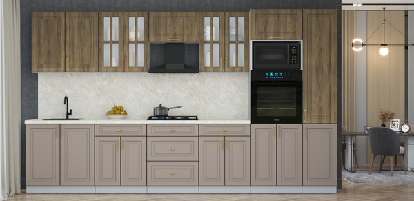 Изображение товара Кухонный гарнитур Интерлиния Мила Шато 3.6В (дуб вотан/луна/опал светлый)