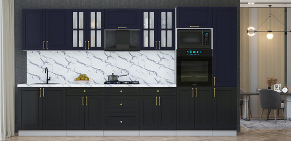 Изображение товара Кухонный гарнитур Интерлиния Мила Шато 3.6В (индиго/черный/белый гранит)