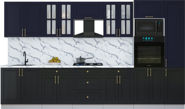 Изображение товара Кухонный гарнитур Интерлиния Мила Шато 3.6В (индиго/черный/белый гранит)