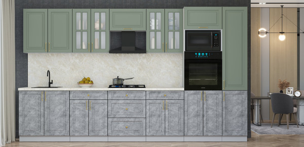 Изображение товара Кухонный гарнитур Интерлиния Мила Шато 3.6В (мята/керамика/опал светлый)