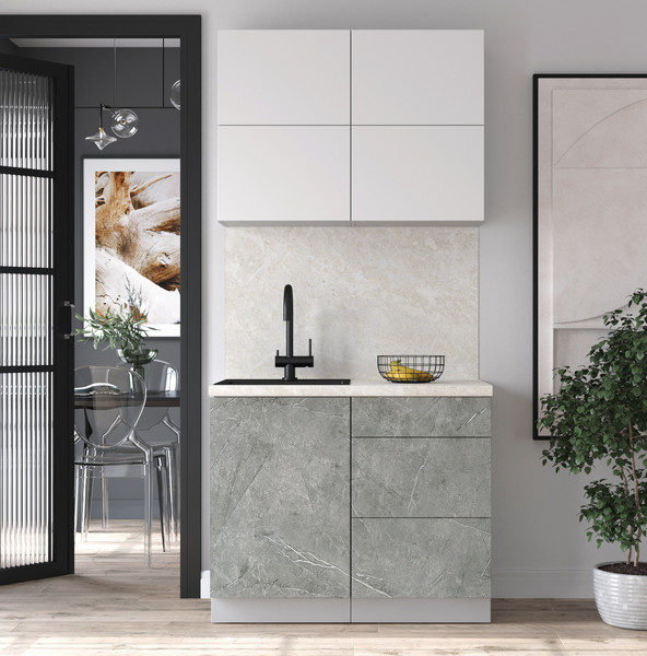 Изображение товара Кухонный гарнитур Интерлиния Мила Матте 1.0 А (белый/керамика/опал светлый)