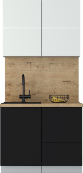 Изображение товара Кухонный гарнитур Интерлиния Мила Матте 1.0 А (белый/черный/дуб бунратти)