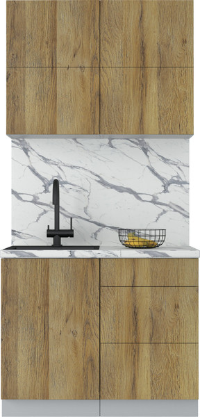 Изображение товара Кухонный гарнитур Интерлиния Мила Матте 1.0 А (дуб вотан/дуб вотан/белый гранит)