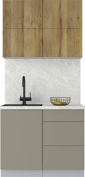 Изображение товара Кухонный гарнитур Интерлиния Мила Матте 1.0 А (дуб вотан/луна/опал светлый)