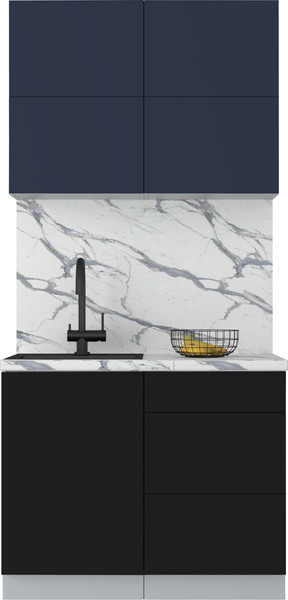 Изображение товара Кухонный гарнитур Интерлиния Мила Матте 1.0 А (индиго/черный/белый гранит)