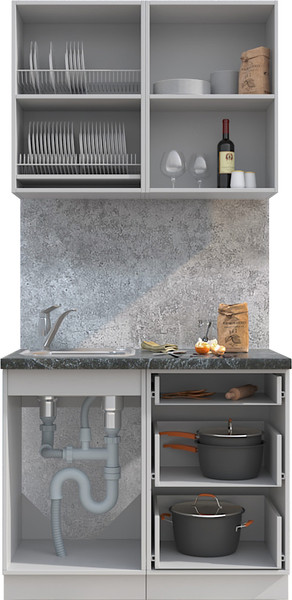 Изображение товара Кухонный гарнитур Интерлиния Мила Матте 1.0 А (индиго/черный/белый гранит)