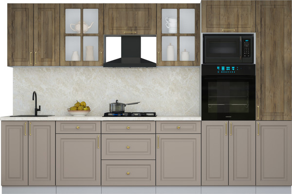 Изображение товара Кухонный гарнитур Интерлиния Мила Шато 3.2В (дуб вотан/луна/опал светлый)