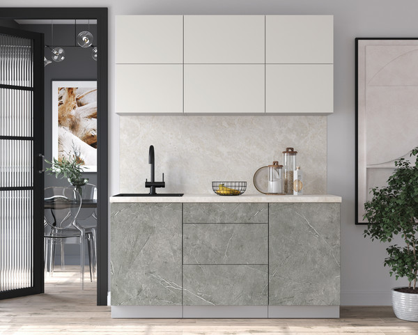 Изображение товара Кухонный гарнитур Интерлиния Мила Матте 1.6 А (белый/керамика/опал светлый)