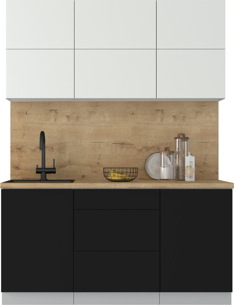 Изображение товара Кухонный гарнитур Интерлиния Мила Матте 1.6 А (белый/черный/дуб бунратти)