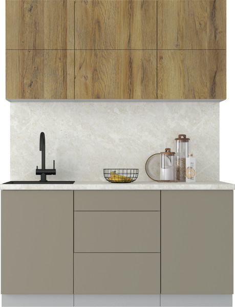 Изображение товара Кухонный гарнитур Интерлиния Мила Матте 1.6 А (дуб вотан/луна/опал светлый)