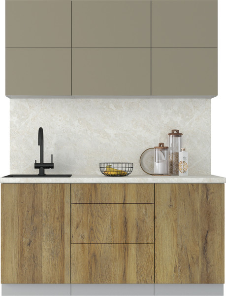 Изображение товара Кухонный гарнитур Интерлиния Мила Матте 1.6 А (луна/дуб вотан/опал светлый)