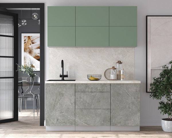 Изображение товара Кухонный гарнитур Интерлиния Мила Матте 1.6 А (мята/керамика/опал светлый)